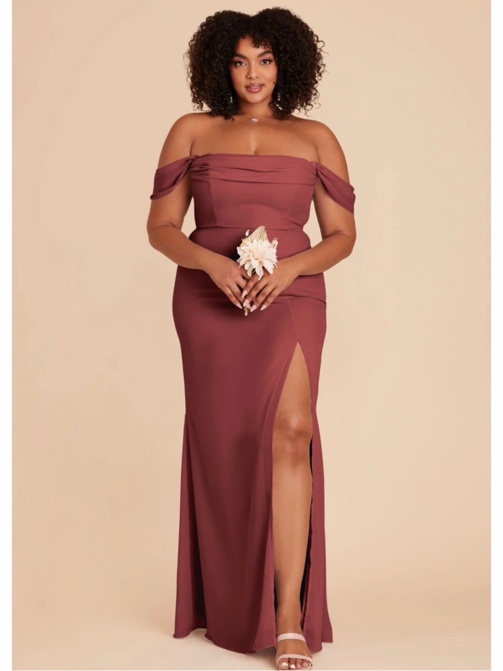 Birdy Grey Mauve Draped Maxi Dress with Front Slit